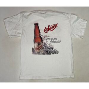 VINTAGE Superior Cerveza Beer Promo T-shirt Men Large White Chetumal